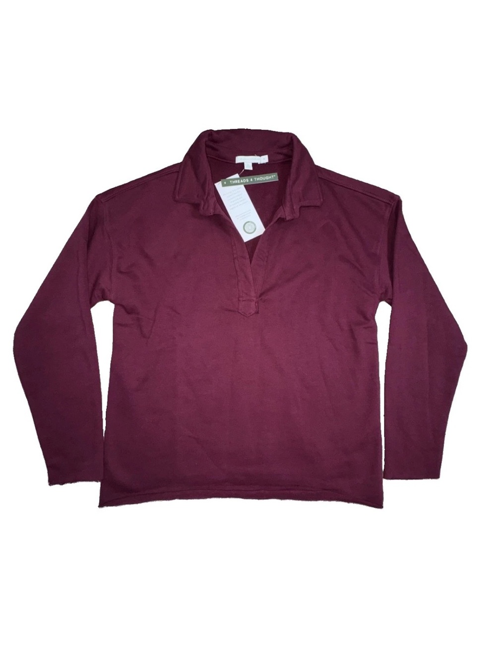 Threads 4 Thought Women’s Medium Burgundy Collared Pullover Sweatshirt NWT
